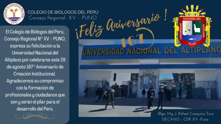 Saludo por el aniversario de la Universidad Nacional del Altiplano